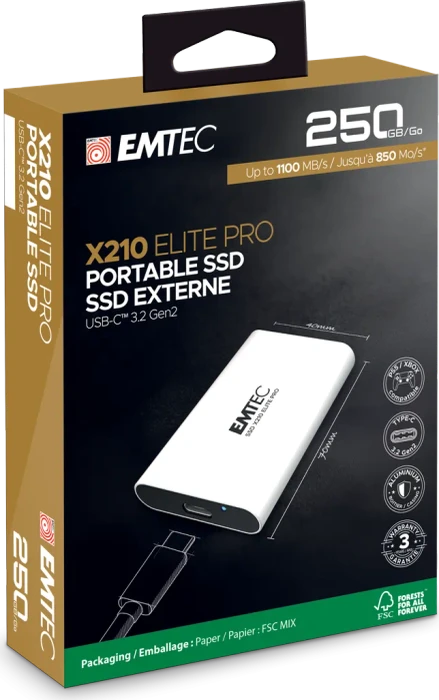 Emtec X210 Elite Pro, 250GB, USB-C 3.1