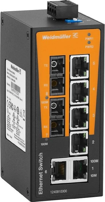 Weidmüller BL-Series Industrial Railmount Switch, 6x RJ-45, 2x SC-Duplex