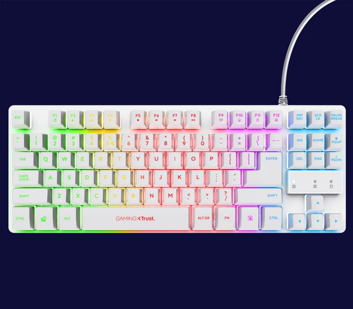 Trust Gaming GXT 833W Thado TKL, weiß, LEDs RGB, USB, DE