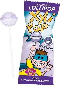 Miradent XyliPOPs Zahnremineralisierung Zahnpflege Lollipop Blaubeere, 6g