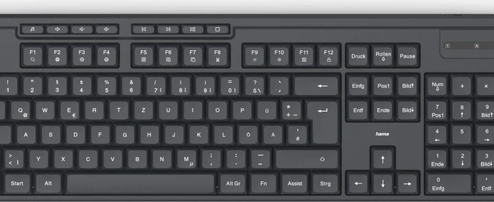 Hama WK-200 Funktastatur, schwarz, USB, DE