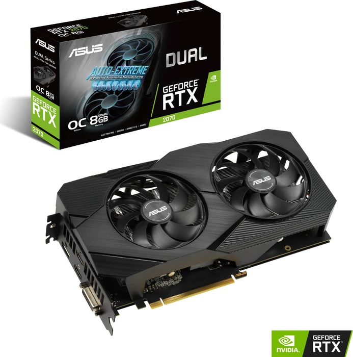 ASUS Dual GeForce RTX 2070 OC V2, DUAL-RTX2070-O8G-EVO-V2, 8GB GDDR6, DVI, 2x HDMI, DP