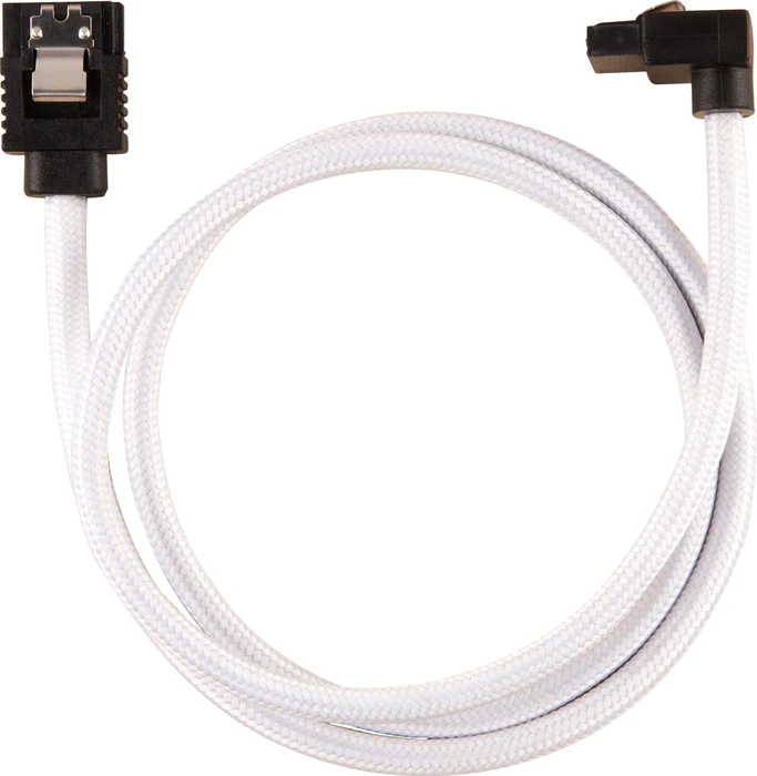 Corsair Premium Sleeved SATA 6Gb/s Kabel weiß 0.6m, gewinkelt