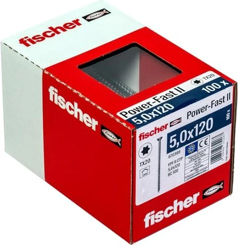 fischer PowerFast FPF II CTP BC T20 5x120 Spanplattenschraube, 5x120mm, 100 Stück
