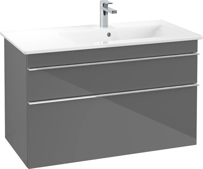 Villeroy & Boch Venticello Waschbeckenunterschrank für Becken rechts 2 Auszüge 953x590x477mm glossy grey/chrome