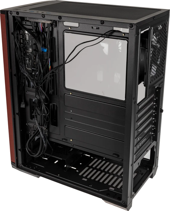 BitFenix Nova Mesh SE TG 4ARGB, schwarz/rot, inkl. 4x Lüfter, Lüfter LED RGB, Glasfenster