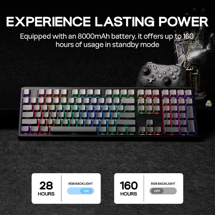 Epomaker TH108 Wireless, schwarz, LEDs RGB, hot-swap, Epomaker Creamy Jade, USB/Bluetooth, US
