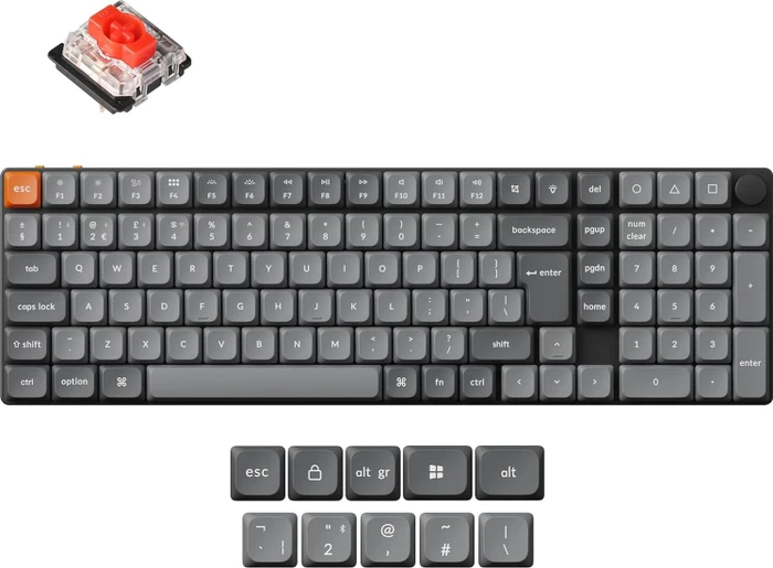 Keychron K17 Max, grau, LEDs weiß, Gateron LOW PROFILE 2.0 RED, USB/Bluetooth, UK