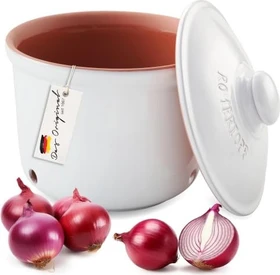Römertopf Zwiebel Frische-Topf Aufbewahrungsbehälter weiß