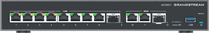 Grandstream GCC6000 Series Convergence Solutions GCC6011 Rackmount Gigabit Managed Router, 10x RJ-45, 2x SFP, 36W PoE+