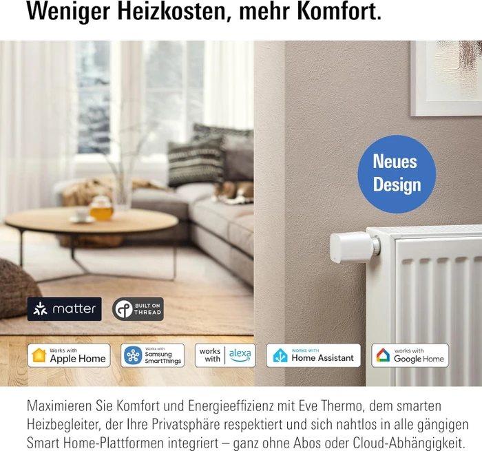 Eve Thermo 2025 (5. Generation/Matter) Heizkörperthermostat, Heizungssteuerung, 2er-Pack