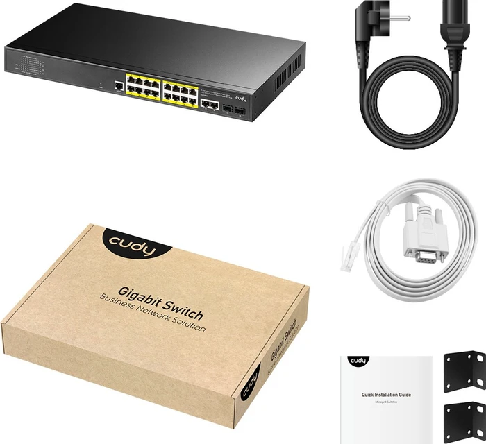 Cudy GS20 Rackmount Gigabit Managed Switch, 18x RJ-45, 2x SFP, 200W PoE+