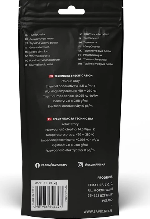 Savio TG-04 Glacier Wärmeleitpaste, 2g, inkl. Spatel