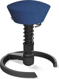 Aeris Swopper New Edition Bürohocker mit Gleitern, Feder Standard, Gestell Alu schwarz, Bezug Mikrofaser Comfort blau