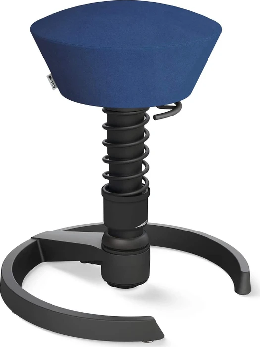 Aeris Swopper New Edition Bürohocker mit Gleitern, Feder Standard, Gestell Alu schwarz, Bezug Mikrofaser Comfort blau