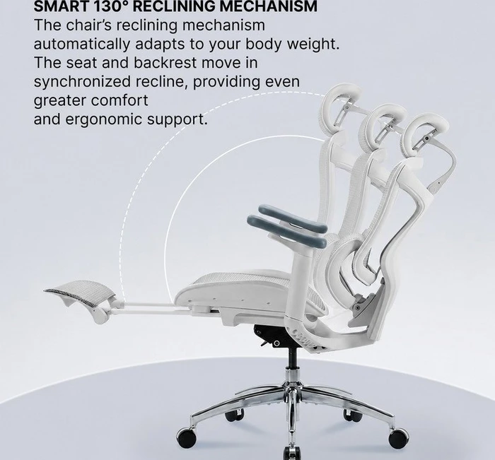 Sihoo Doro C300L Ergonomischer Bürostuhl mit Fußstütze, weiß