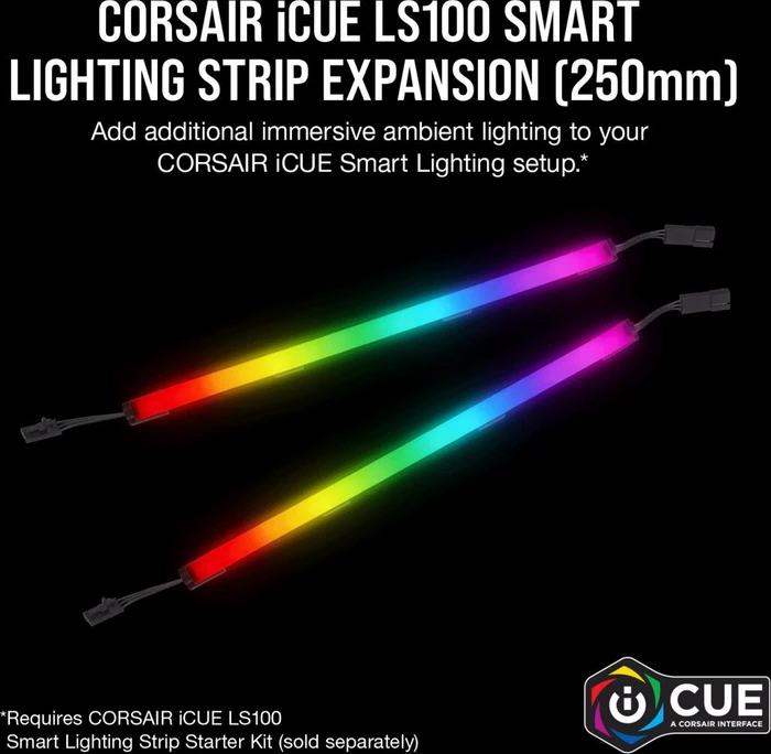 Corsair iCUE LS100 Smart Lighting Strip Expansion Kit, 2x LED-Streifen, schwarz/weiß