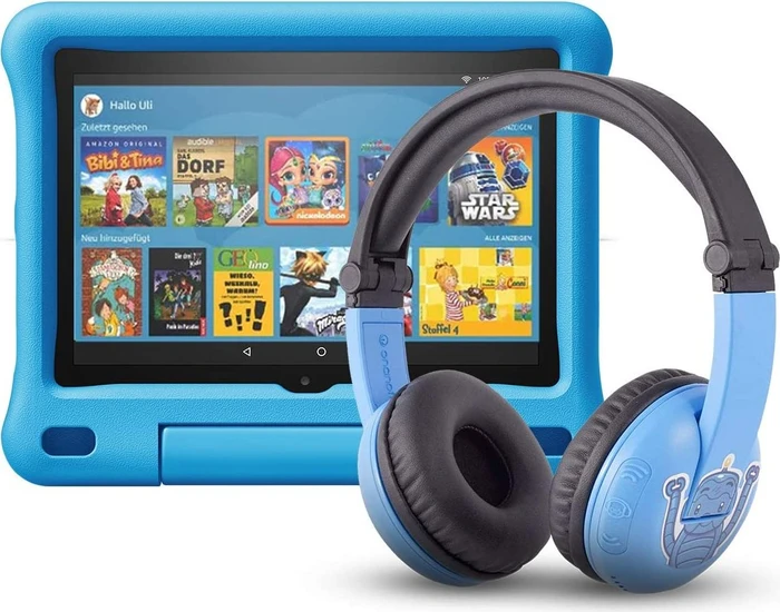 Amazon Fire HD 8 KFONWI 2020, ohne Werbung, blau, 32GB, Kids Edition, inkl. BuddyPhones PlayTime Headset