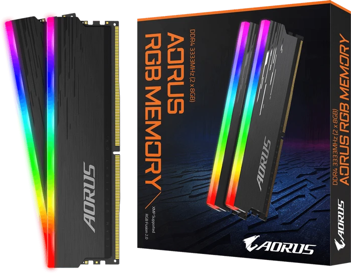 GIGABYTE AORUS RGB Memory UDIMM 16GB Kit, DDR4-3333, CL19-19-19-43, 1RX8