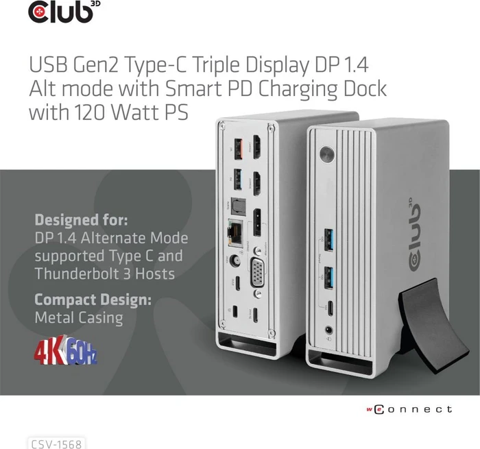 Club 3D Triple Display Smart PD Ladestation, USB-C 3.2 [Buchse]