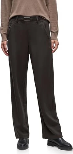 Street One Straight Leg Detail Hose darkest brown (Damen)
