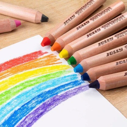 Jolly Supersoft 3 in 1 (Buntstift/Wachsmalkreide/Aquarellstift, wasservermalbar) Multifunktionsstift sortiert, 12er-Set