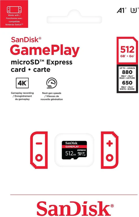 SanDisk Gameplay microSD Express R880/W480 512GB, UHS-I U3, A1, Class 10, SD Express EX I