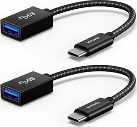 Syntech Adapterkabel, USB 3.1, 10Gb/s, USB-C [Stecker] auf USB-A [Buchse], schwarz, 17cm, 2er-Pack