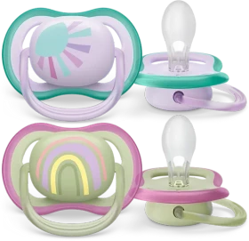 Philips Avent SCF085/59 Ultra Air Beruhigungsschnuller, 6-18M, Silikon, stern/regenbogen, 2 Stück