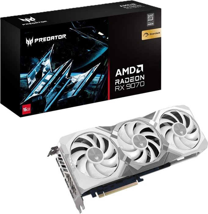 Acer Predator BiFrost Radeon RX 9070 OC 16GB White Edition, 16GB GDDR6, HDMI, 3x DP