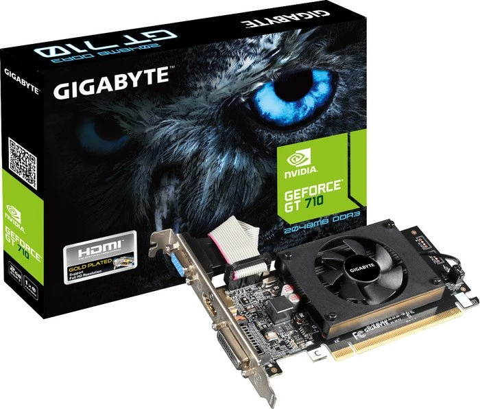 GIGABYTE GeForce GT 710 (Rev. 2.0), 2GB DDR3, VGA, DVI, HDMI