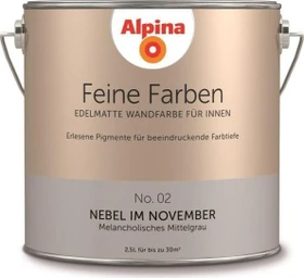 Alpina Farben Feine Farben No. 02 Nebel im November innen melancholisches mittelgrau edelmatt grau, 2.5l
