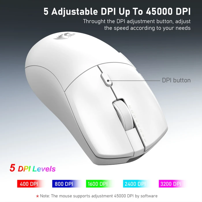 Redragon M919 SPARDA Ultra 8K Wireless Gaming Mouse weiß, USB/Bluetooth