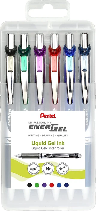 Pentel EnerGel XM BL77 Gelroller sortiert, 6er-Set, Klappetui