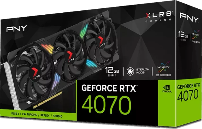 PNY GeForce RTX 4070 XLR8 Gaming Verto Epic-X RGB Triple Fan, 12GB GDDR6X, HDMI, 3x DP