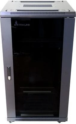 Extralink 19" Rackschrank 27HE, freistehend, Flatpack, Glastür, IP20, schwarz, 1320mm tief