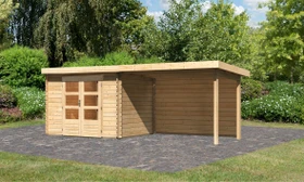 Karibu Bastrup 3 Gartenhaus inkl. Anbau 3m + Rückwand natur