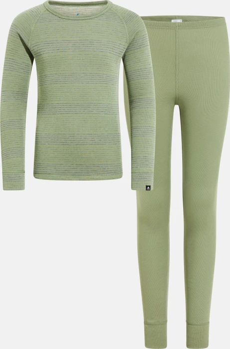 Odlo Active Warm Base Layer Set odlo steel grey melange/matte green (Junior)