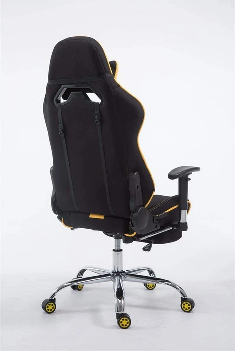 CLP Racing Limit Stoff Gamingstuhl mit Fußstütze, schwarz/gelb