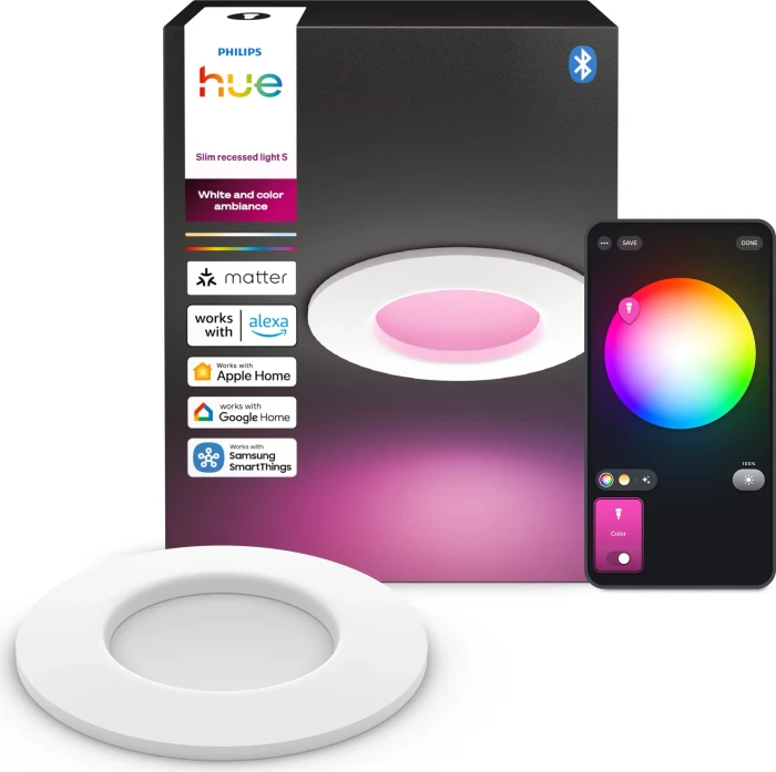 Philips Hue White and Color Ambiance Slim Einbauleuchte 90mm weiß