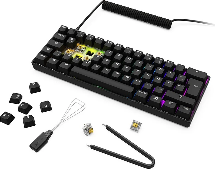 Sharkoon Skiller SGK50 S4 Gen2 PBT, Black, LEDs RGB, hot-swap, Gateron G Pro 3.0 YELLOW, USB, DE