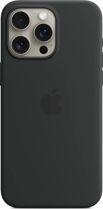 Apple Silikon Case mit MagSafe für iPhone 15 Pro Max schwarz
