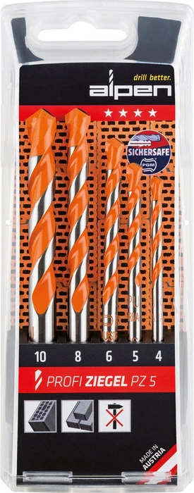 Alpen Profi Ziegel PZ5 Hohlziegelbohrer-Sortiment, 5-tlg.