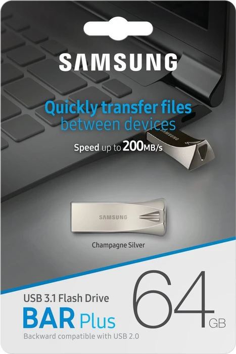 Samsung USB Stick Bar Plus 2019 64GB Champagne Silver, USB-A, USB 3.2 Gen 1×1
