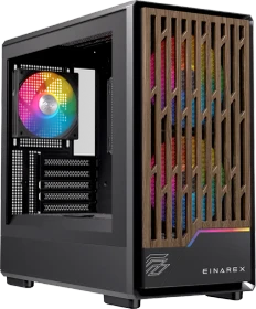 Einarex Pulse PM400 RGB Black, schwarz/braun, Glasfenster (EXCS-PM-400R-B)