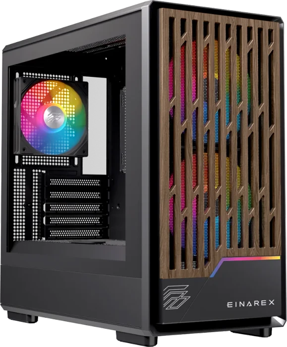 Einarex Pulse PM400 RGB Black, schwarz/braun, Glasfenster