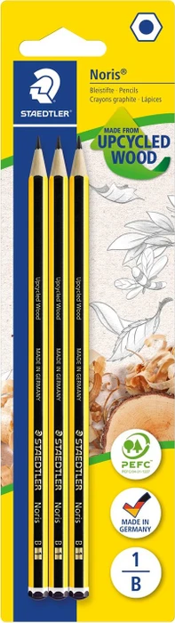 Staedtler Noris 120 Bleistift B graphit, schwarz/gelb, 3er-Pack