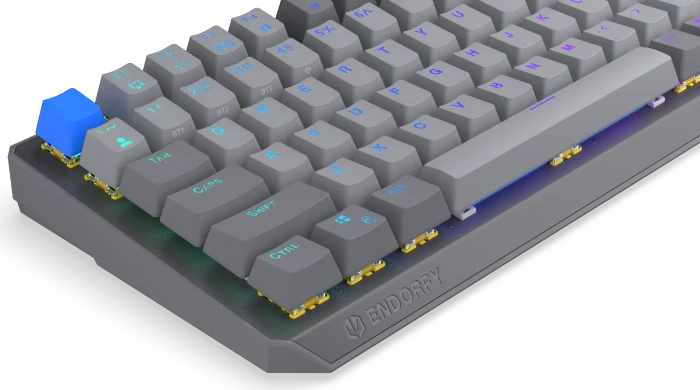 Endorfy Thock V2 75% Wireless, PBT, grau, LEDs RGB, hot-swap, Endorfy YELLOW, USB/Bluetooth, US