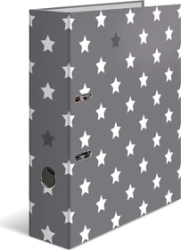 Herma Ordner 2-Ring mit Motiv, 70mm, A4, Stars Grau mit weißen Sternen, 10er-Pack