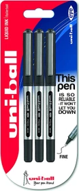 Uni-Ball Eye Micro UB-150 Tintenroller (Mine) schwarz/silber, 3er-Pack